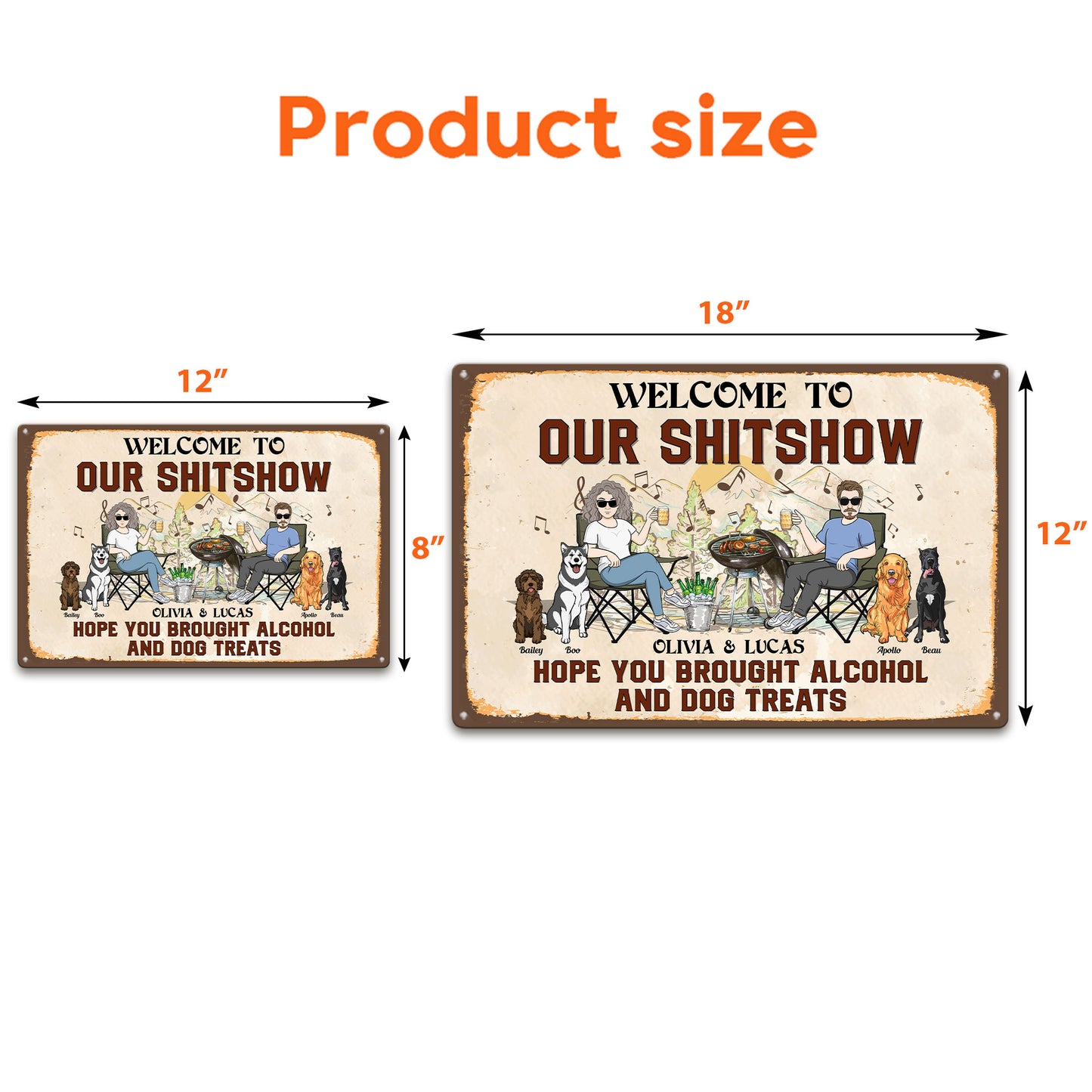 Our Shitshow Alcohol And Dog Treats Ver 2 - Personalized Metal Sign