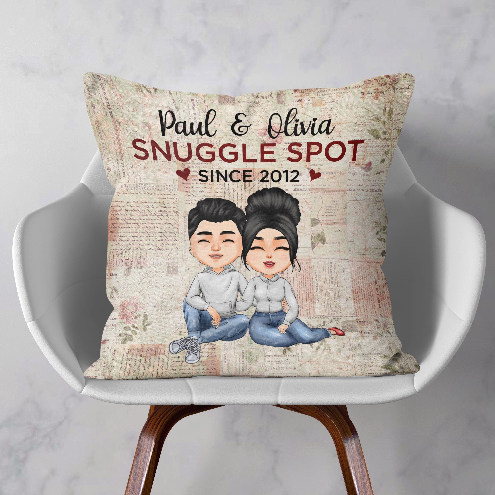 Our Snuggle Spot Since - Personalized Pillow - Anniversary, Valentine's Day Gift For Husband, Wife, Partner, Couple