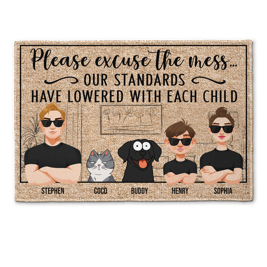 Our Standards Have Lowered With Each Child  - Personalized Doormat