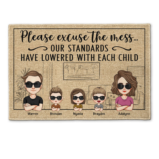 Our Standards Have Lowered With Each Child 2 - Personalized Doormat - Anniversary, Birthday, Home Decor Gift For Family, Sisters, Brothers, Siblings, Family Members
