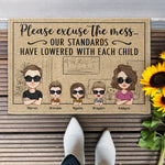 Our Standards Have Lowered With Each Child 2 - Personalized Doormat - Anniversary, Birthday, Home Decor Gift For Family, Sisters, Brothers, Siblings, Family Members