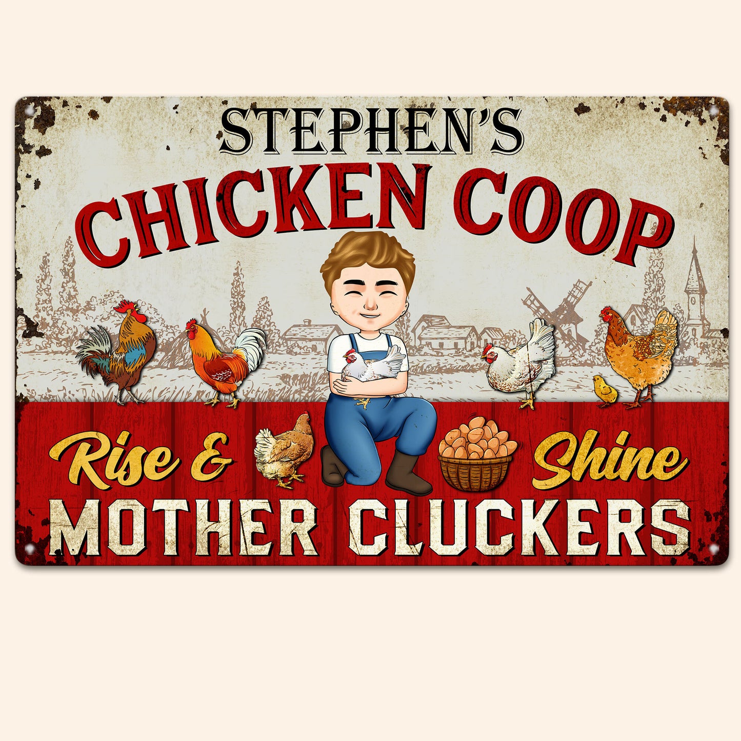 Rise And Shine Mother Cluckers - Personalized Metal Sign