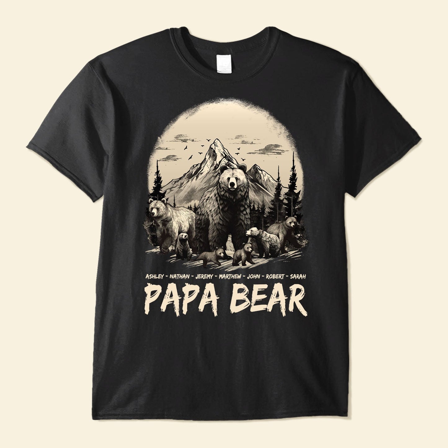 Papa Bear Grandpa Bear Daddy Bear With Cub's Names - Personalized Shirt