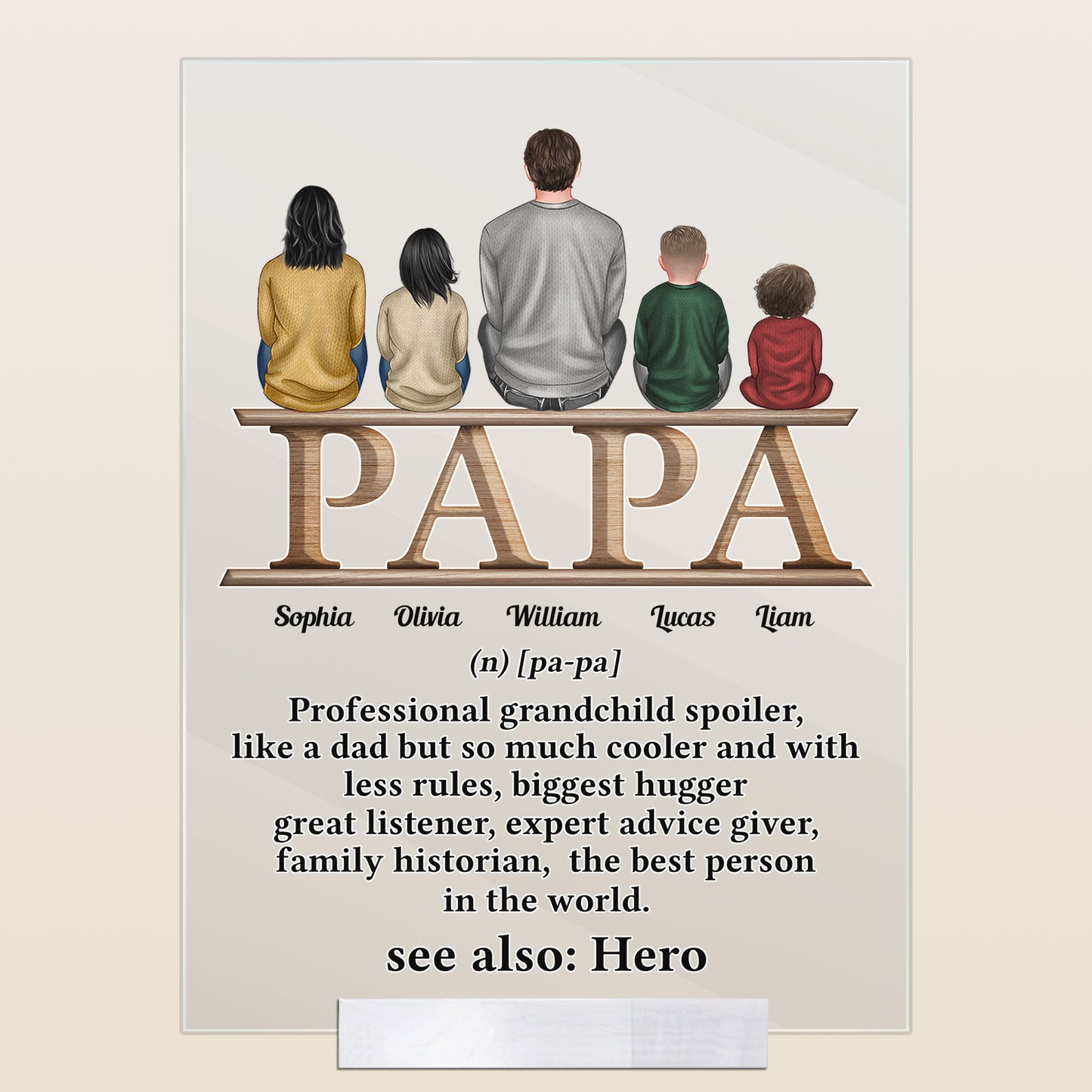 Papa Definition - Personalized Acrylic Plaque - Birthday, Father's Day Gift For Father, Daddy, Dad, Grandpa
