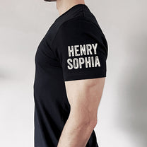 Papa With Names On Sleeves - Personalized Shirt