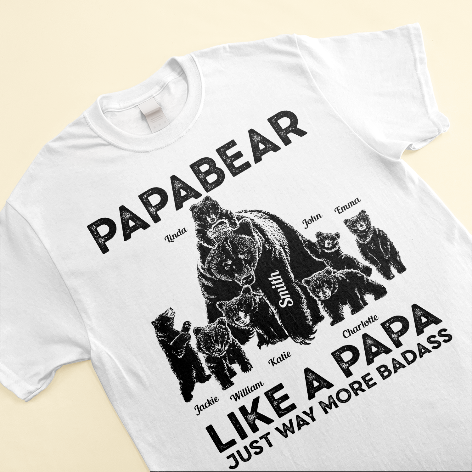 Papabear Just Way More Badass - Personalized Shirt - Fathers Day Gift For Father, Papa, Dad, Grandpa