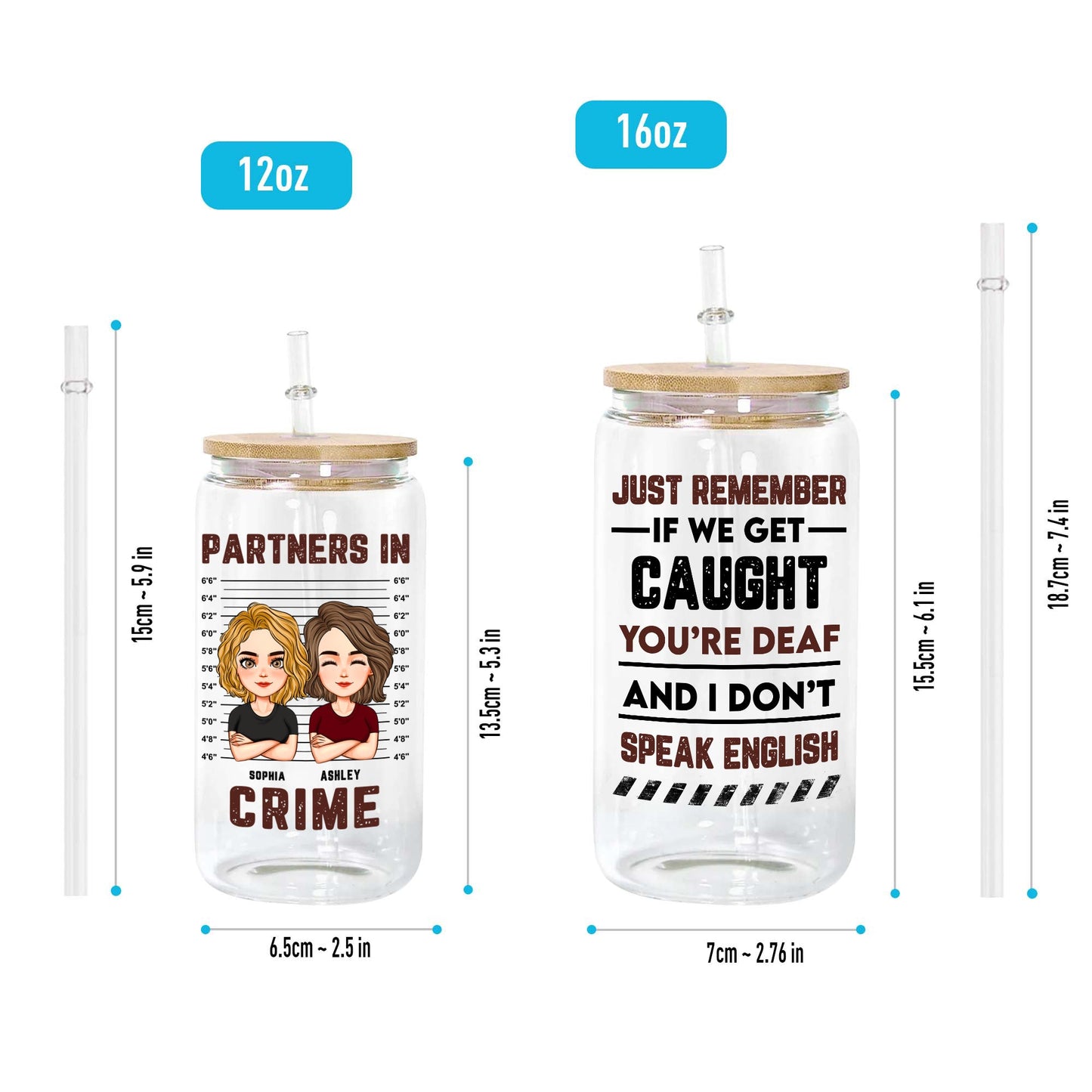 Partner In Crime - Personalized Clear Glass Cup