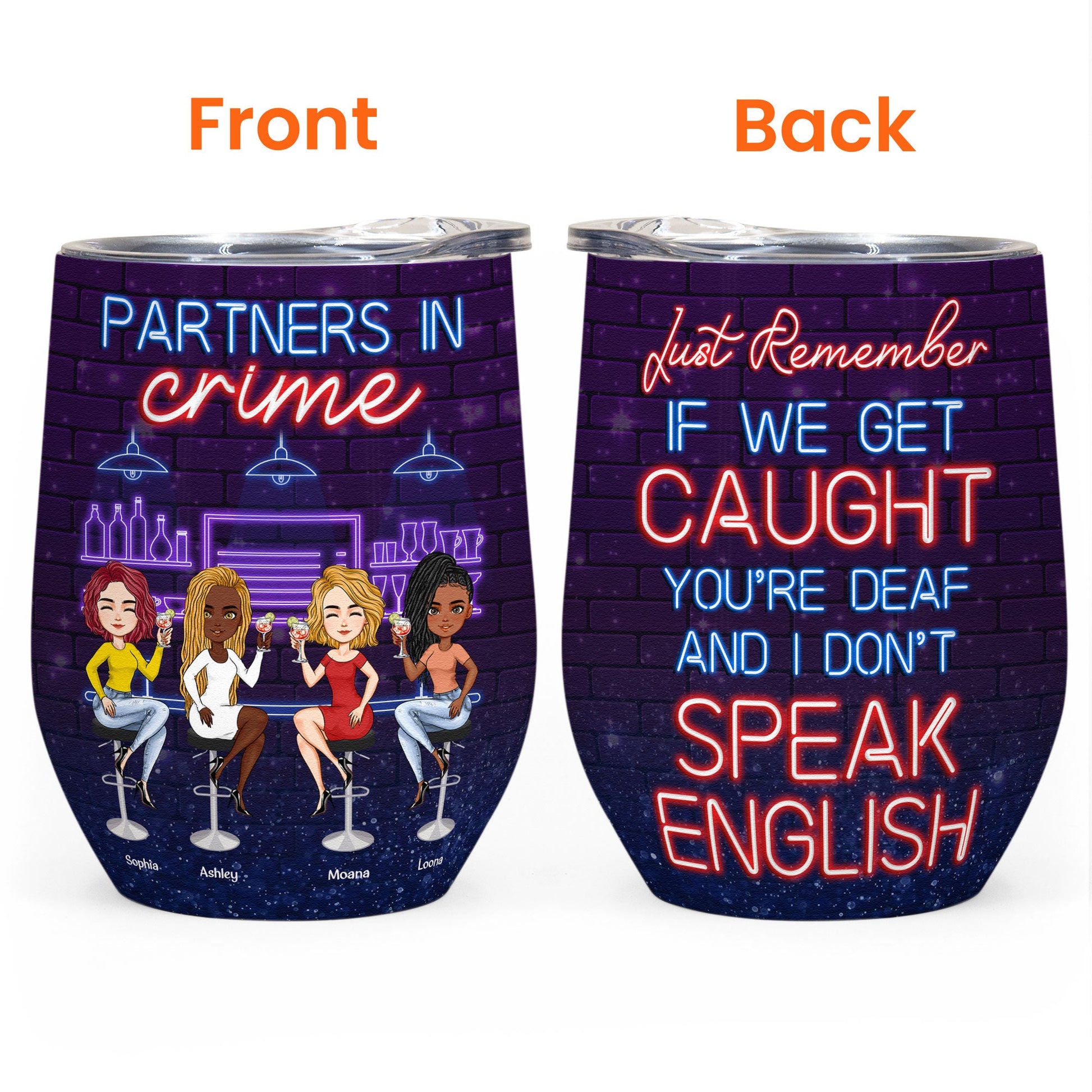 Partners In Wine - Personalized Wine Tumbler - Funny Gift For