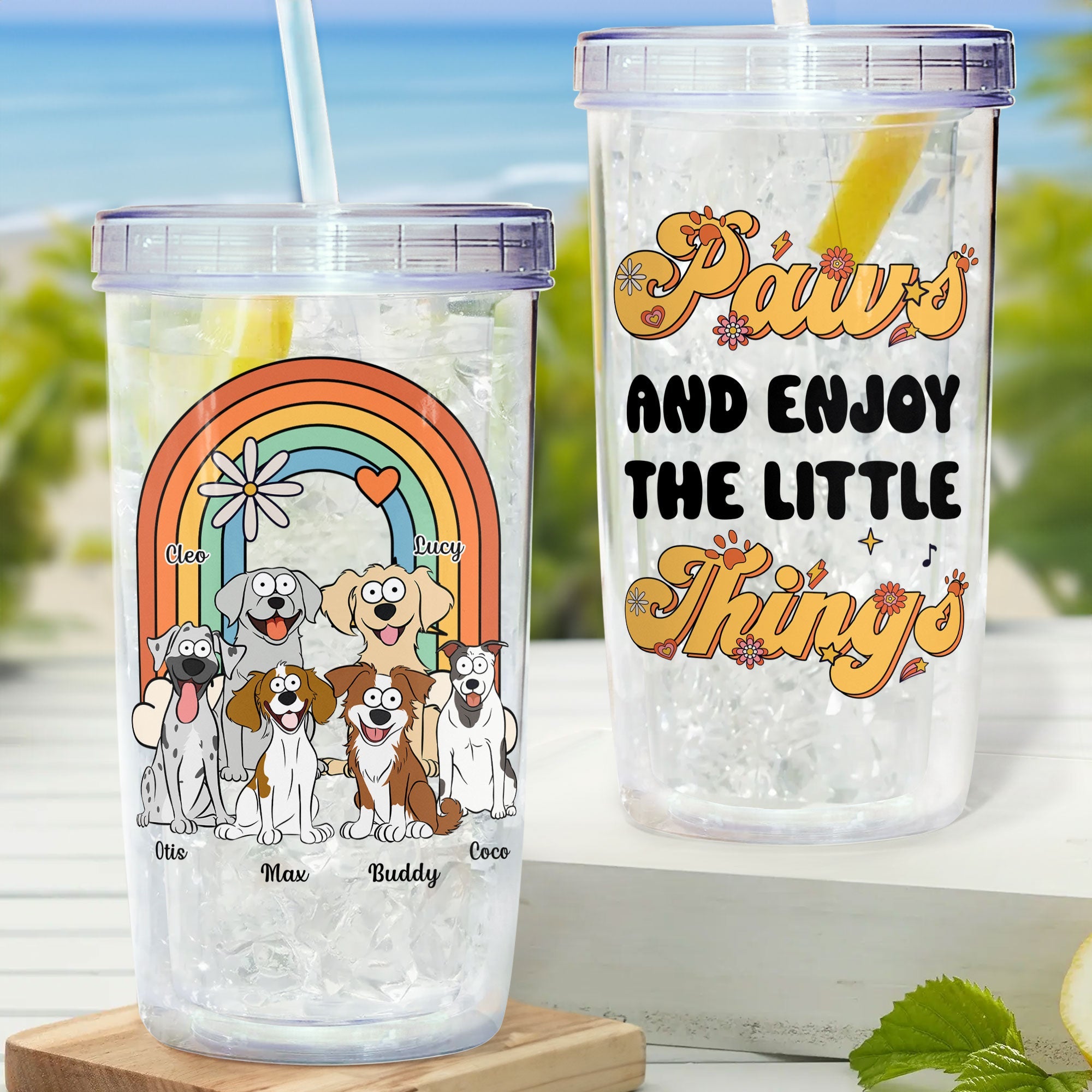 Paws And Enjoy The Little Things - Personalized Acrylic Tumbler With Straw