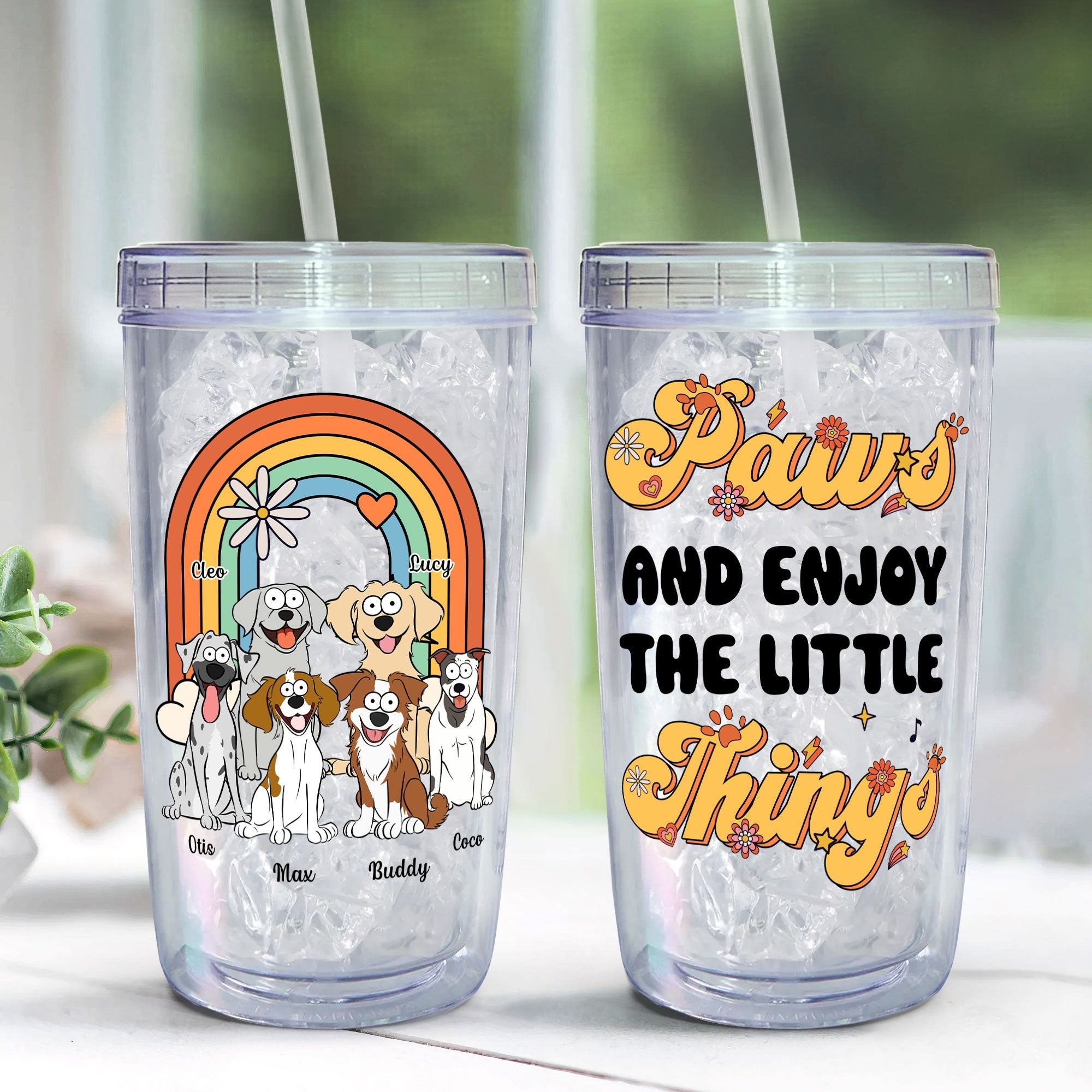 Paws And Enjoy The Little Things - Personalized Acrylic Tumbler With Straw