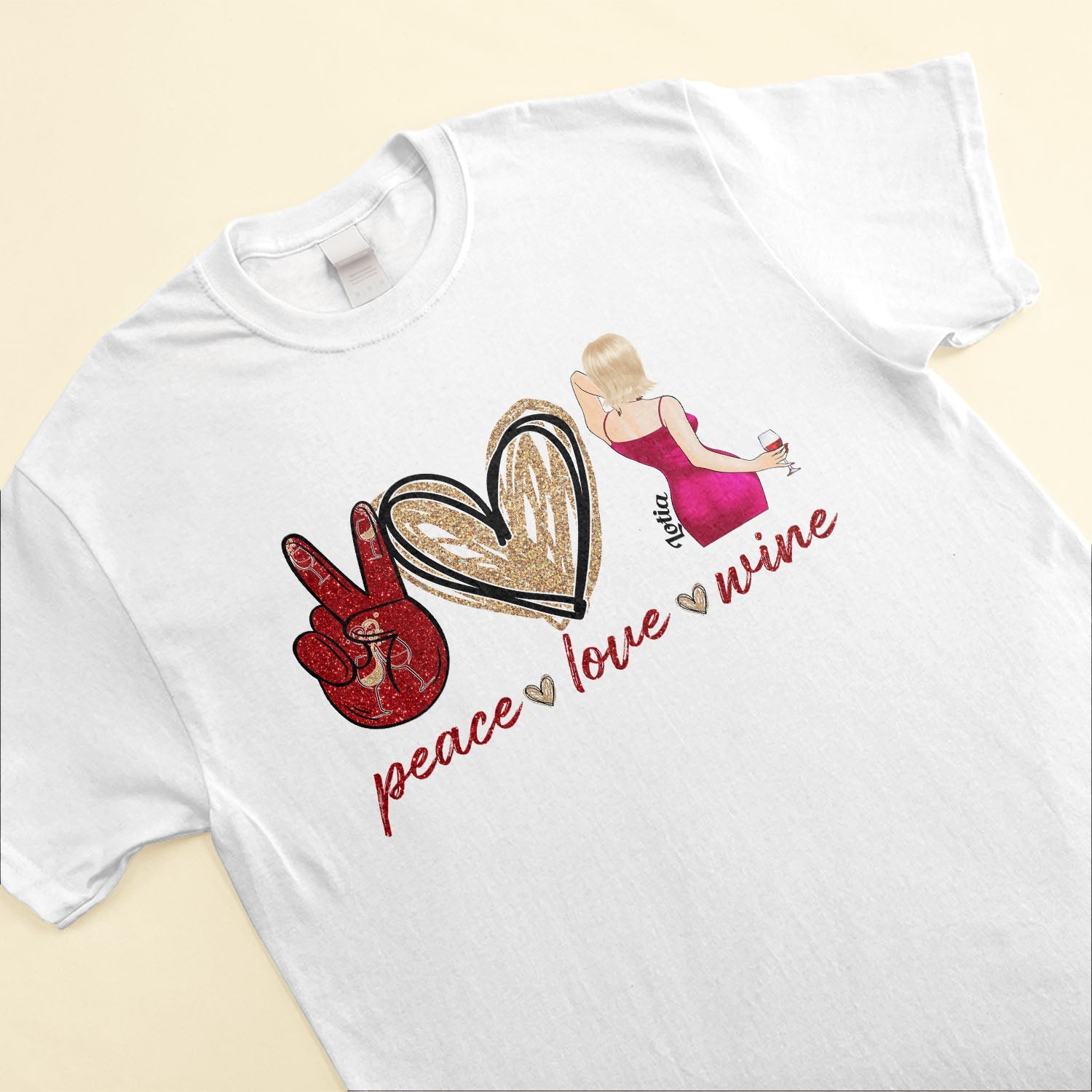 Peace Love Wine - Personalized Shirt - Birthday Gift For Her, Wine Lovers