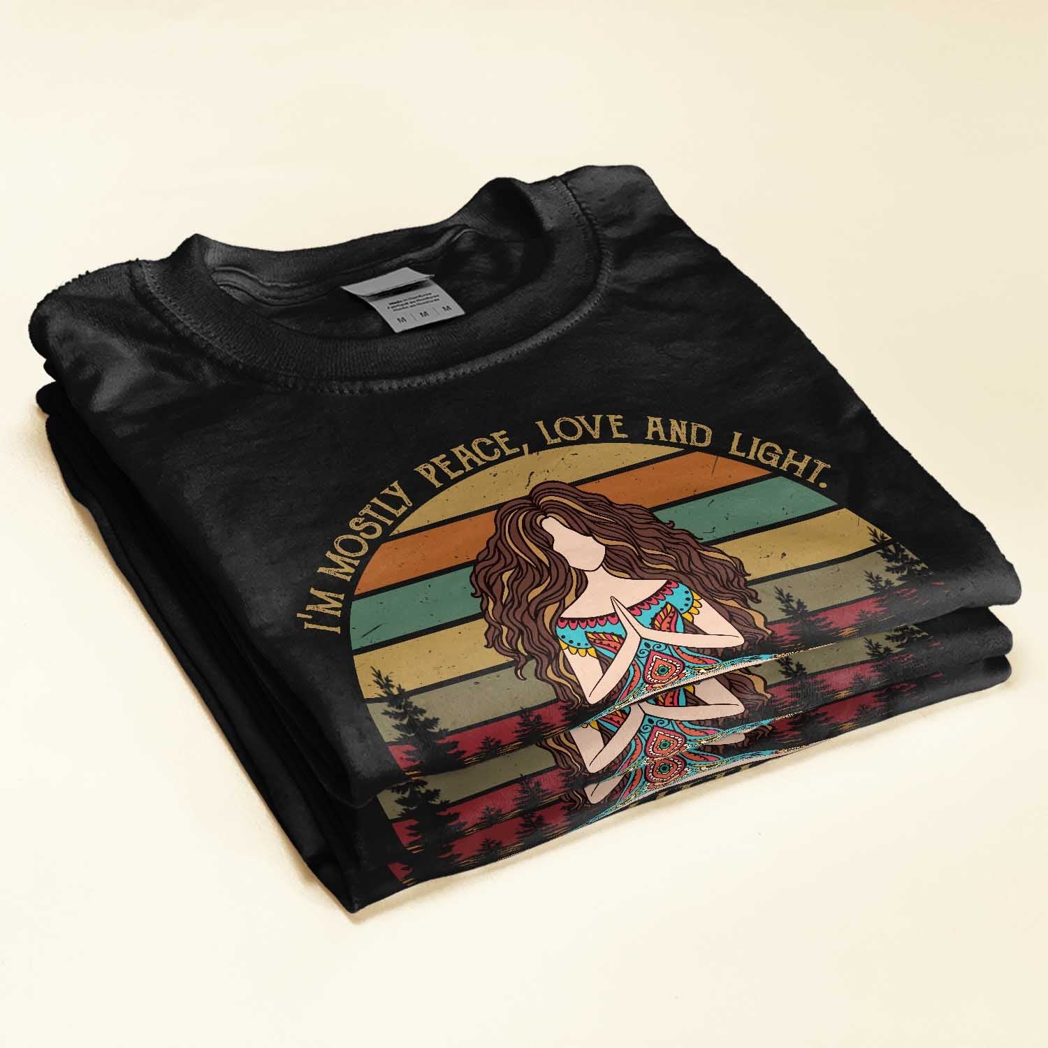 Peace, Love And Light - Personalized Shirt - Gift For Yoga Lover - Yoga Girl