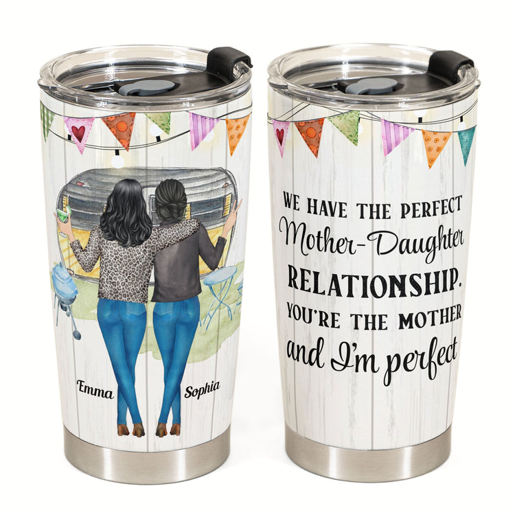 Perfect Mother-Daughter Relationship - Personalized Wine Tumbler - Gift For Mom, Mother, Mama From Daughter