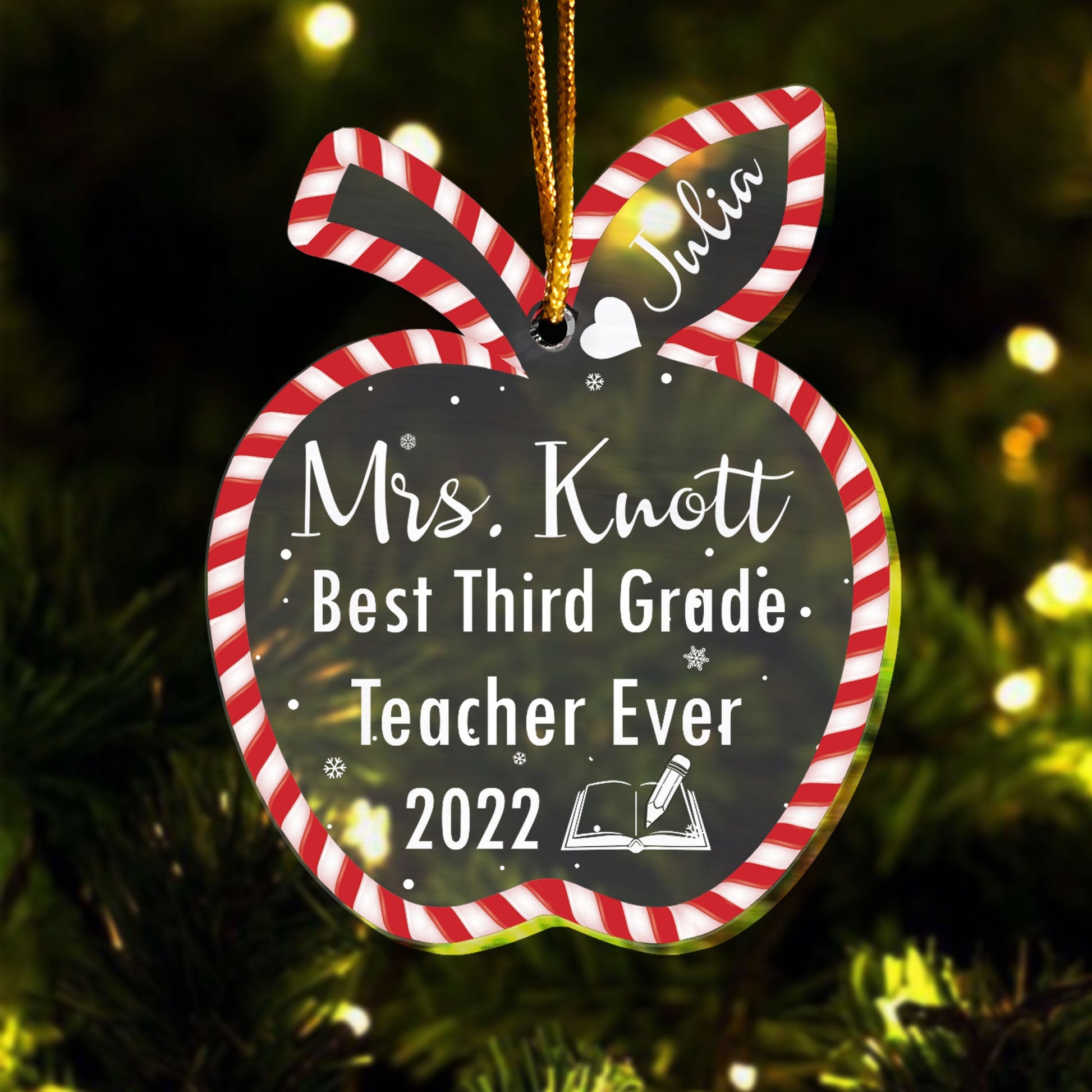 Personalized Teacher Ornament Personalized Custom Apple-Shaped