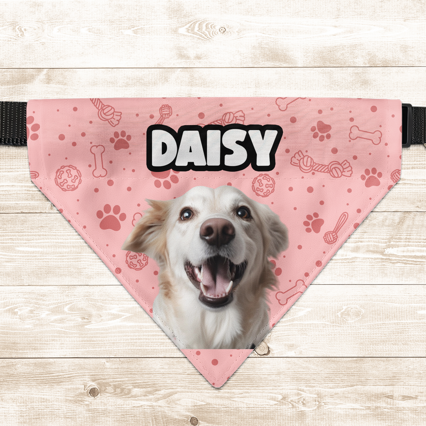 Dog Custom Face And Custom Name - Personalized Photo Bandana Collar