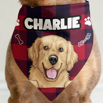 Dog Custom Face And Custom Name - Personalized Photo Bandana Collar