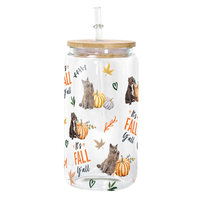 Pet It's Fall Y'All - Personalized Photo Clear Glass Cup