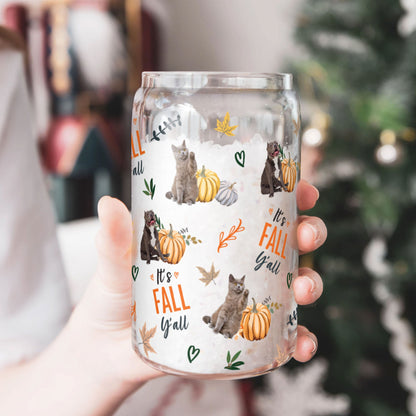 Pet It's Fall Y'All - Personalized Photo Clear Glass Cup