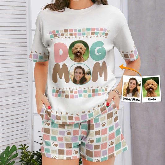 Pet Mom Paw Print Leopard - Personalized Photo Pajamas