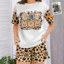 Pet Mom Paw Print Leopard - Personalized Photo Pajamas