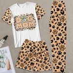 Pet Mom Paw Print Leopard - Personalized Photo Pajama Shorts Set