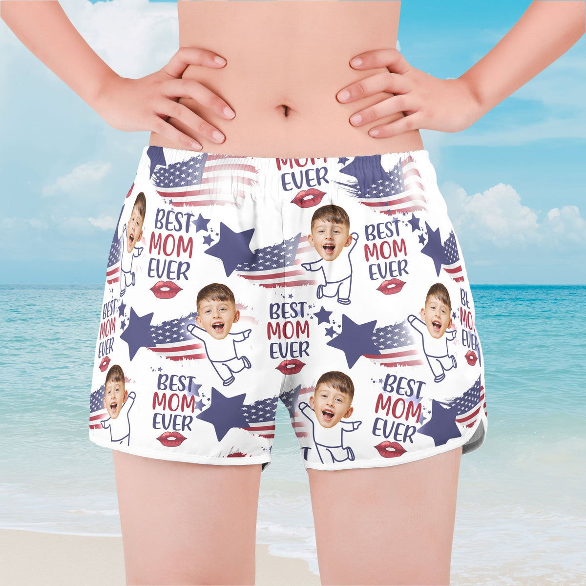 Best Mom Ever - Personalized Photo Women's Beach Shorts