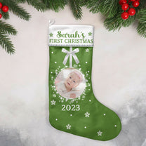 (Photo Inserted)  First Christmas - Personalized stocking