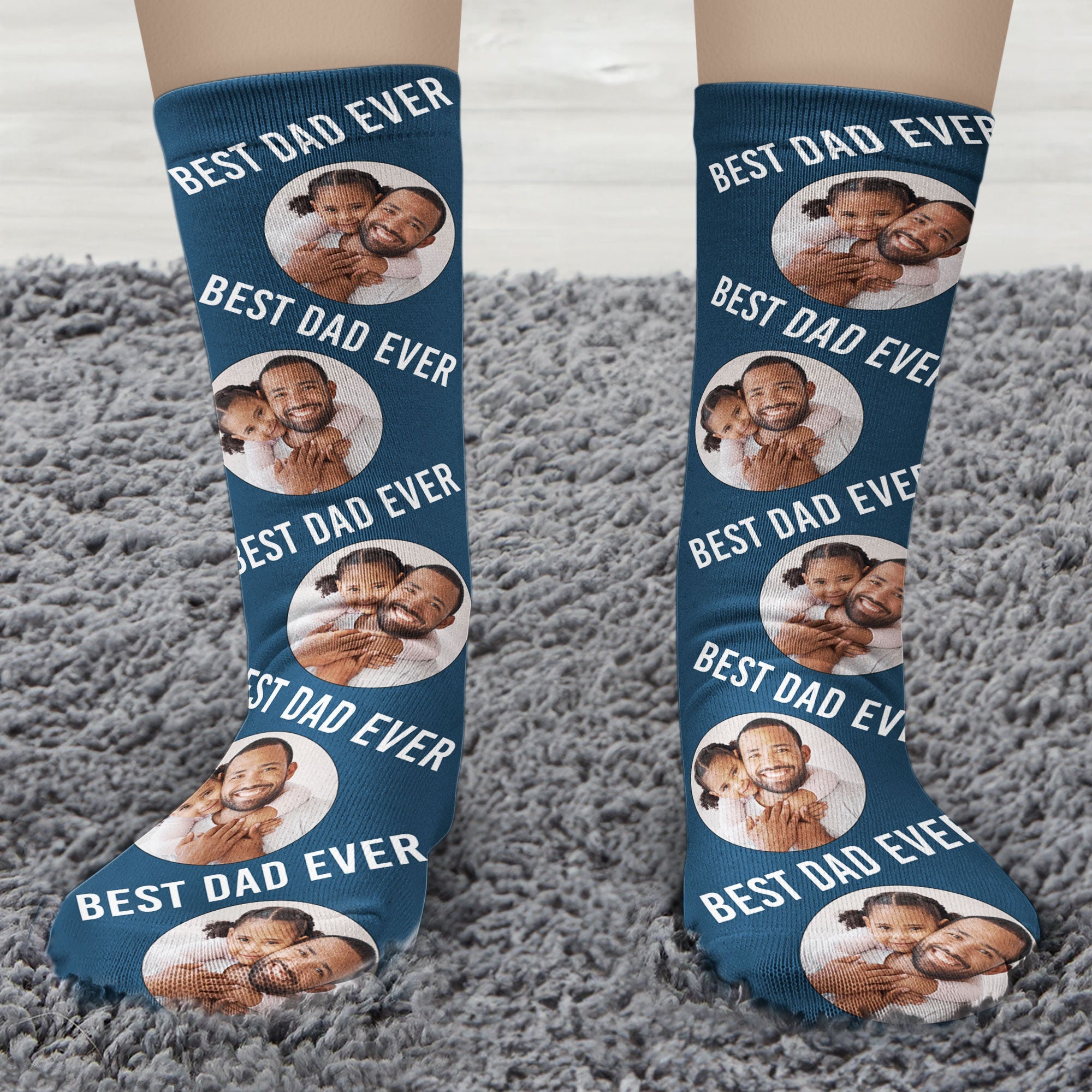 Best Dad Ever - Personalized Photo Crew Socks