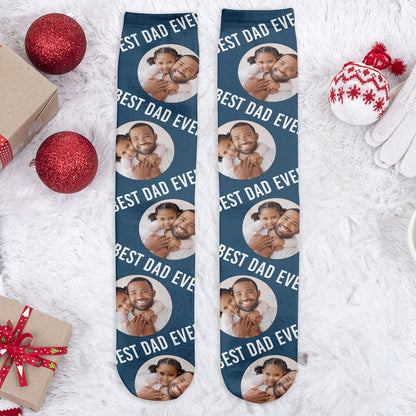 Best Dad Ever - Personalized Photo Crew Socks
