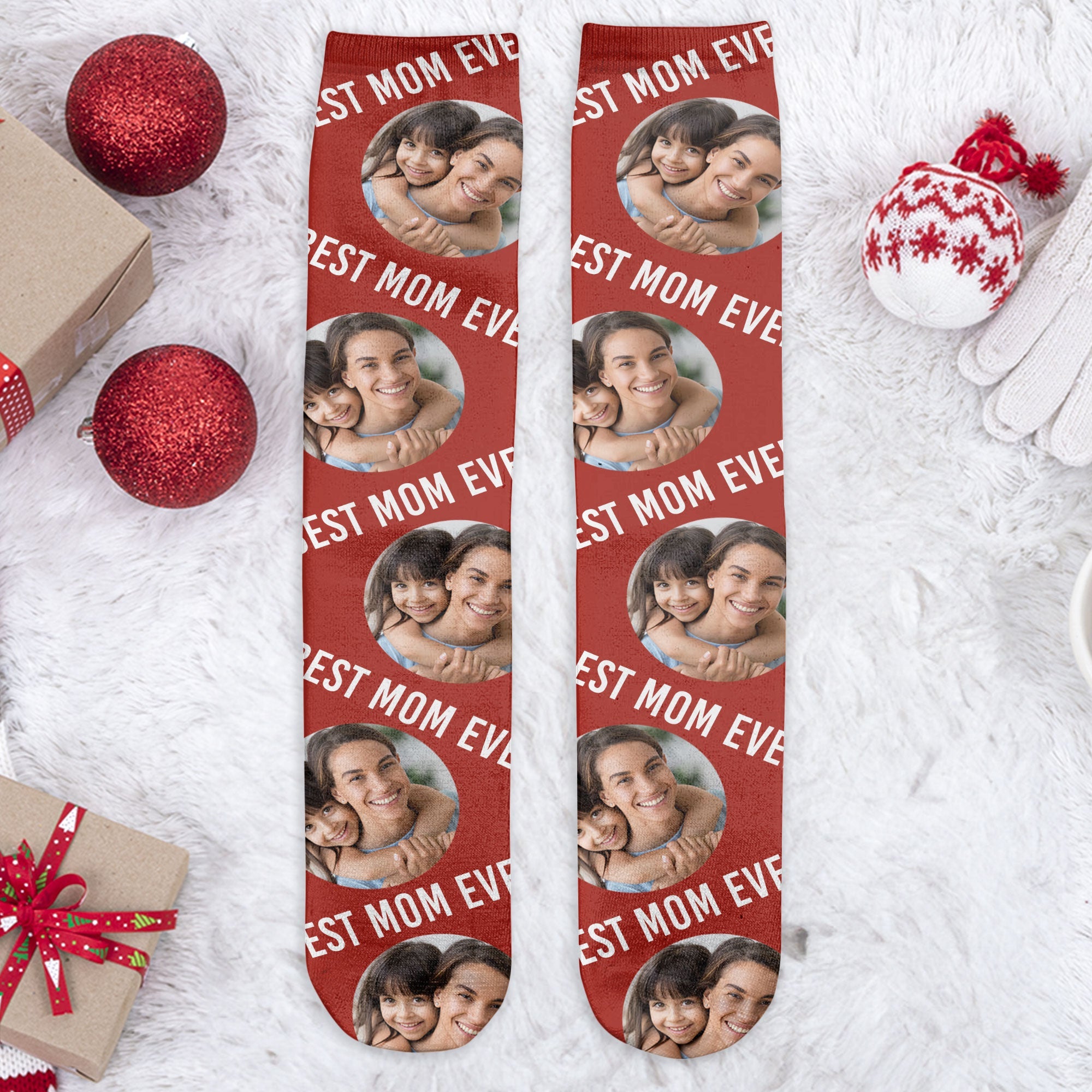 Best Mom Ever - Personalized Photo Crew Socks