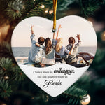 Chance Made Us Colleagues - Personalized Heart Shaped Ceramic Photo Ornament