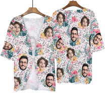 Couple Face Leopard - Personalized Photo Women's Kimono Chiffon Cover Up