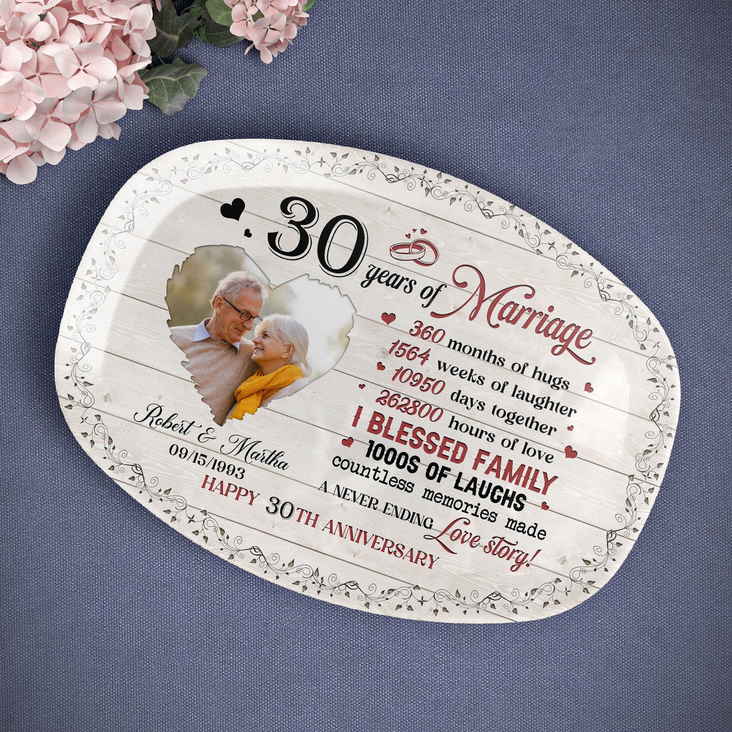 Couple Happy Anniversary - Personalized Photo Platter