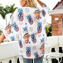 Custom Face - Personalized Photo Women's Kimono Chiffon Cover Up