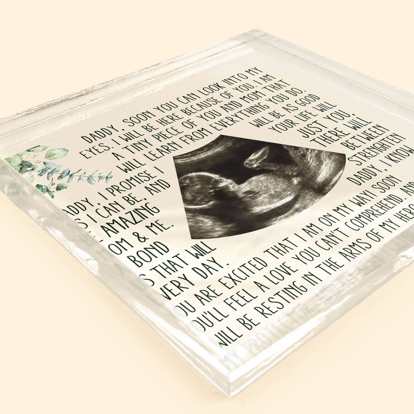 Dad To Be From Bump - Personalized Custom Square-Shaped Acrylic Photo Plaque