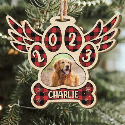 Dog Christmas - Personalized Custom Shaped Wooden Photo Ornament