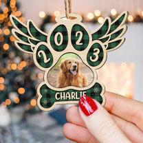 (Photo Inserted) Dog Christmas - Personalized Custom Shaped Wooden Ornament