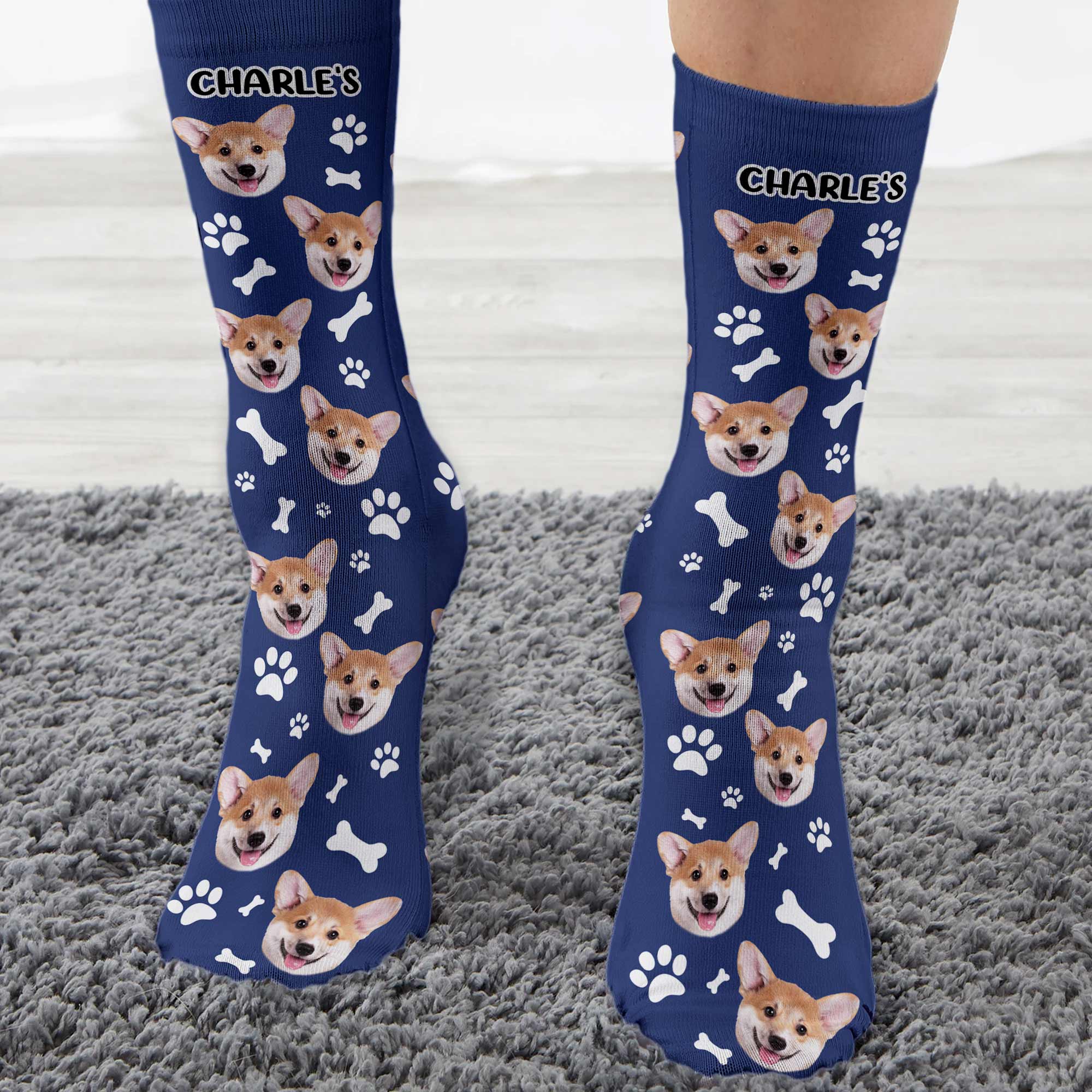 Dog's Property - Personalized Photo Crew Socks