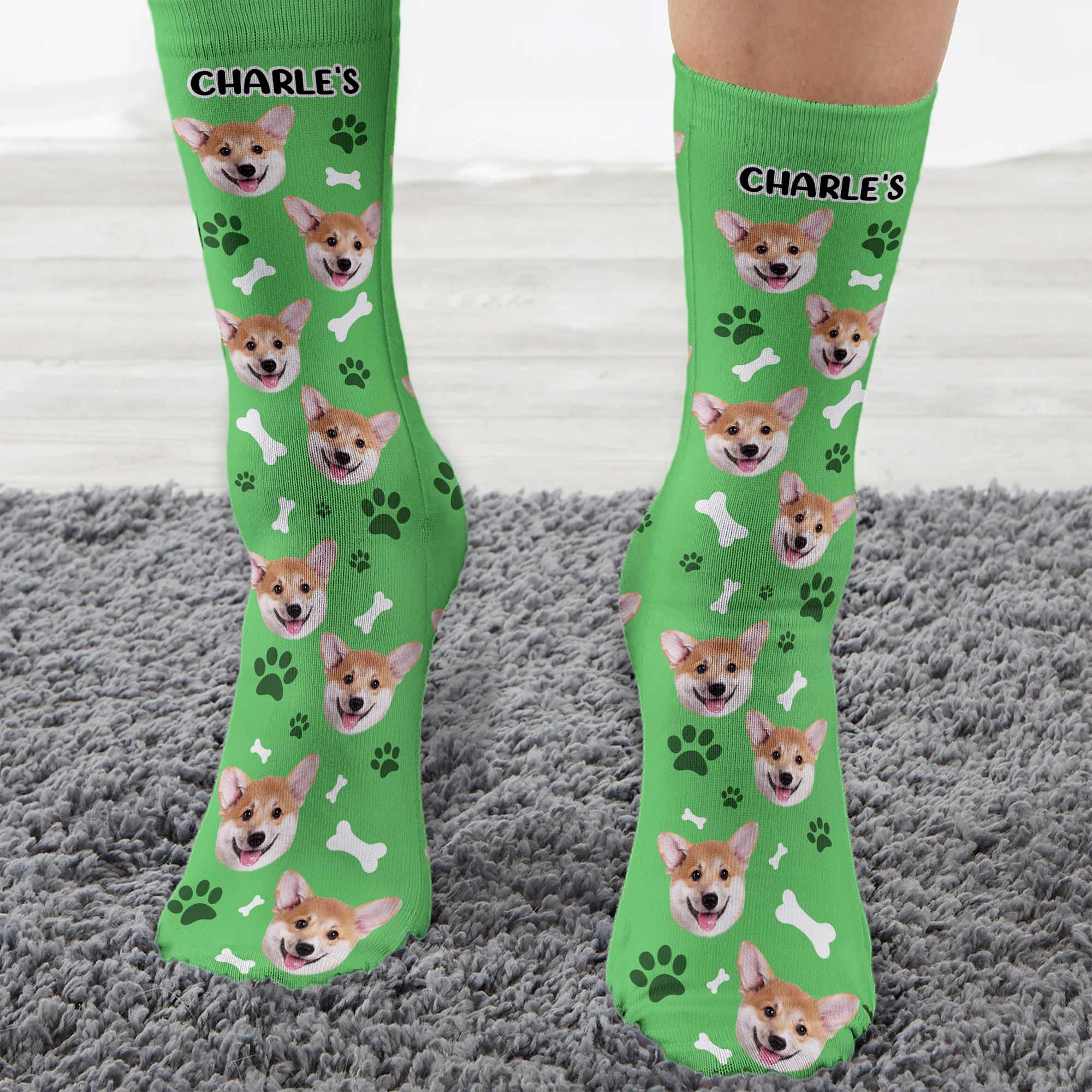 Dog's Property - Personalized Photo Crew Socks