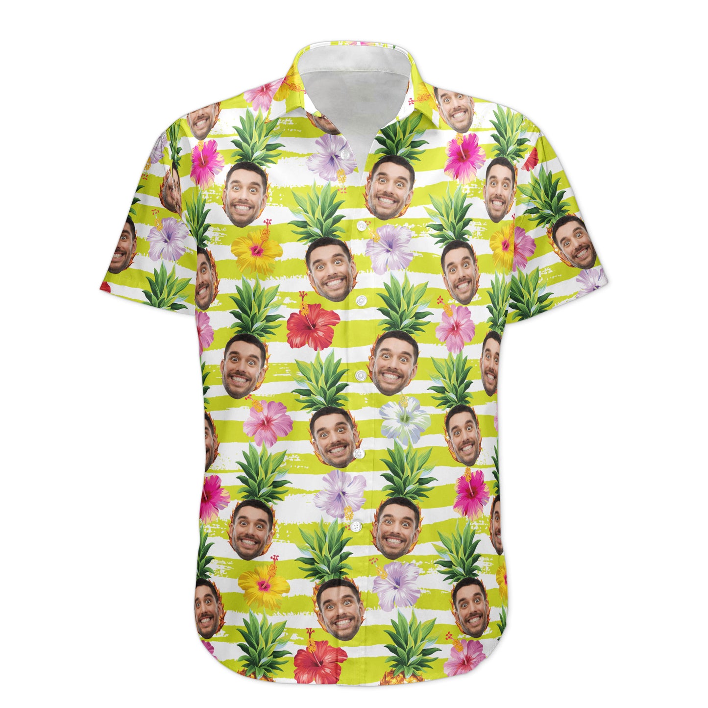 Funny Custom Face With Pineapple - Personalized Photo Hawaiian Shirt