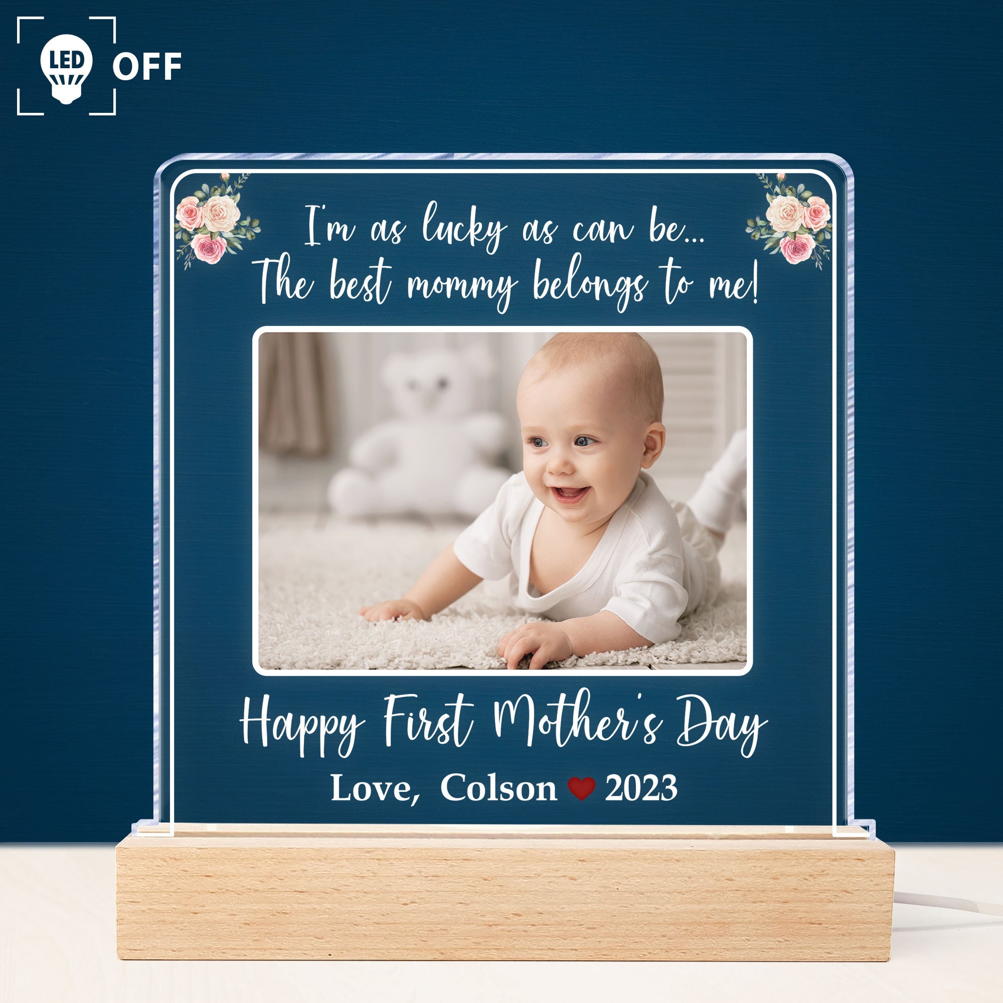 Happy First Mother's Day - Personalized Photo LED Light
