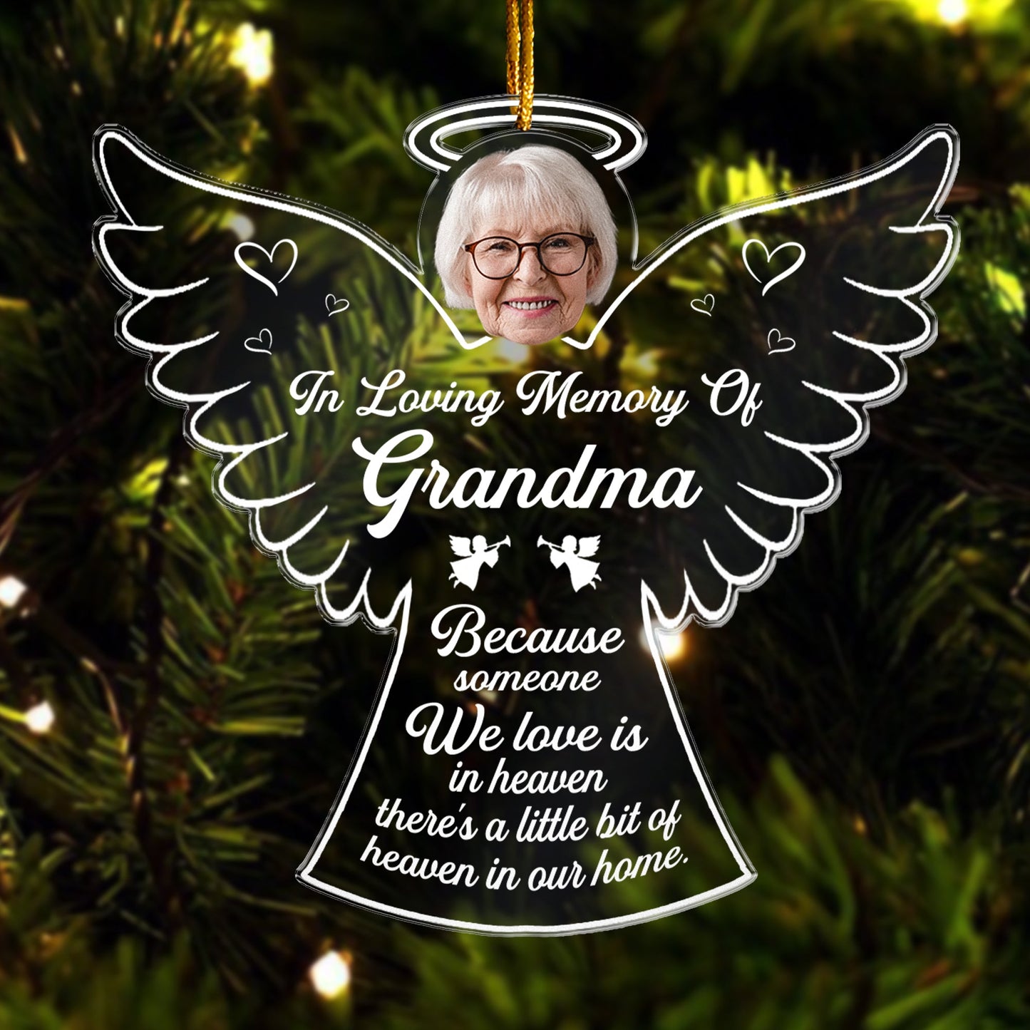 Heaven In Our Home - Personalized Angle Shaped Acrylic Photo Ornament