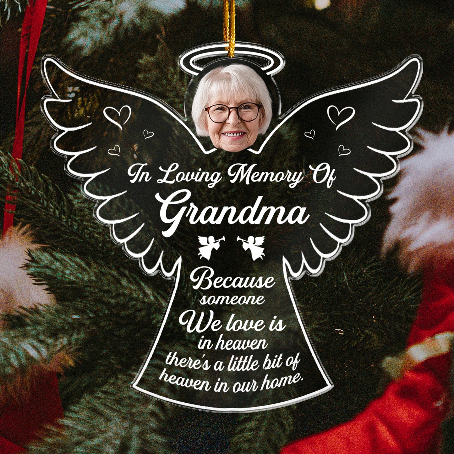 Heaven In Our Home - Personalized Angle Shaped Acrylic Photo Ornament