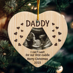 I Can't Wait For Our First Cuddle - Personalized Heart Shaped Ceramic Photo Ornament