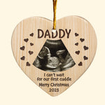 I Can't Wait For Our First Cuddle - Personalized Heart Shaped Ceramic Photo Ornament