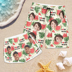 I Love My Wife I Love My Husband - Personalized Photo Couple Beach Shorts
