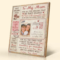 (Photo Inserted) I Love You Mom - Personalized Photo Printed Wooden Plaque