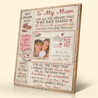 I Love You Mom - Personalized Photo Photo Printed Wooden Plaque