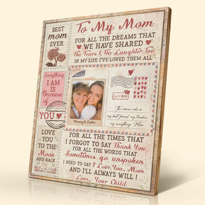 (Photo Inserted) I Love You Mom - Personalized Photo Printed Wooden Plaque