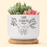 I Want To Grow Old With You - Personalized Photo Ceramic Plant Pot With Tray